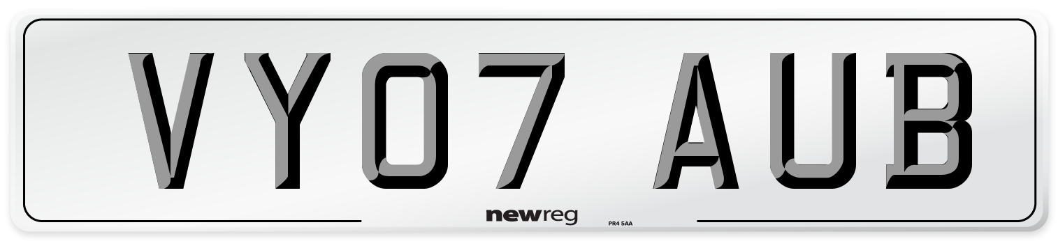 VY07 AUB Number Plate from New Reg